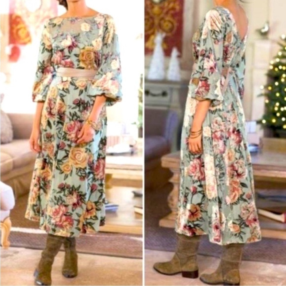 NWOTΒ SOFT SURROUNDINGS Uma Floral BurnoutβMidi Dress PL Cottagecore Boho
